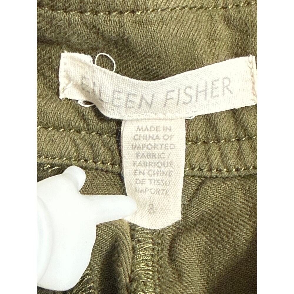 Eileen Fisher 100% Organic Cotton Fatigue-Style Pants, Olive Green, Size 8 - Picture 6 of 7